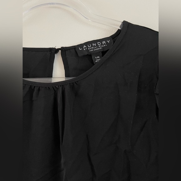 Laundry | Black Smocked Cuff Blouse / Ruffles | Sheer | Women’s Large - Picture 4 of 6